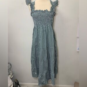 Hill House Home Blue Gingham Smocked Midi The Nap Dress Size XL